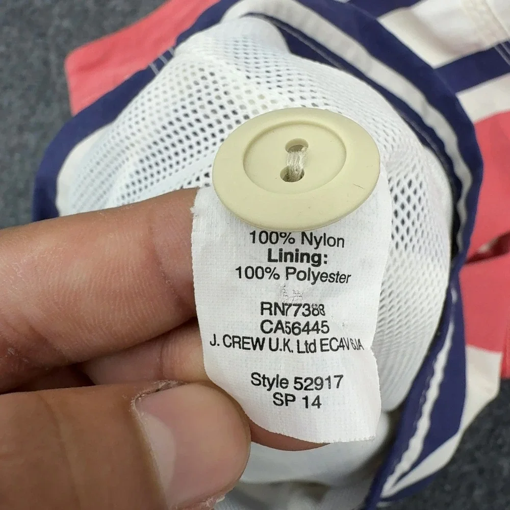J Crew Board Shorts Mens 32 Red White Blue Nylon Striped Swim Trunks Prep Surf‎